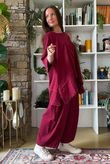 Lock Needlecord Panel Dip Side Top Burgundy
